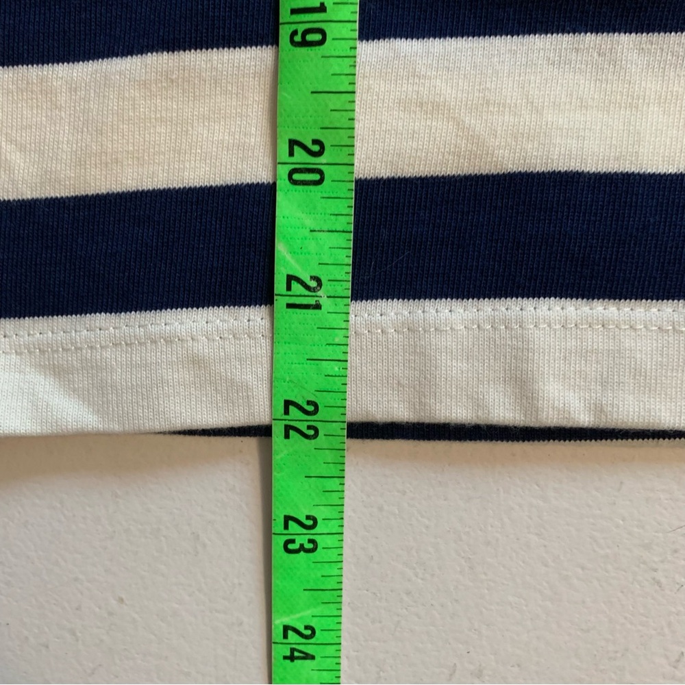J Crew Factory Navy Short Sleeve Striped Button Shoulder Tee Size Small NWT - Picture 13 of 13
